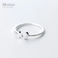 modian minimalist star moon open adjustable finger ring for women 925 sterling silver simple ring fashion fine jewelry gift
