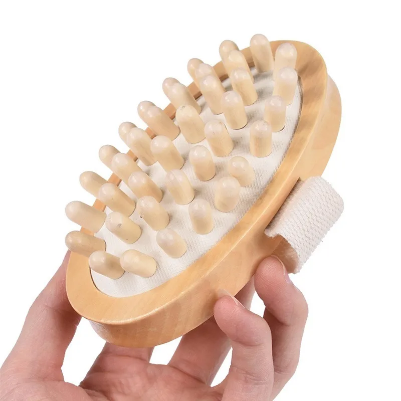 

Wooden Massager Body Brush Hand-Held Cellulite Reduction Portable Relieve Tense Muscles Natural Wood Head Scalp Massage Tool 1PC