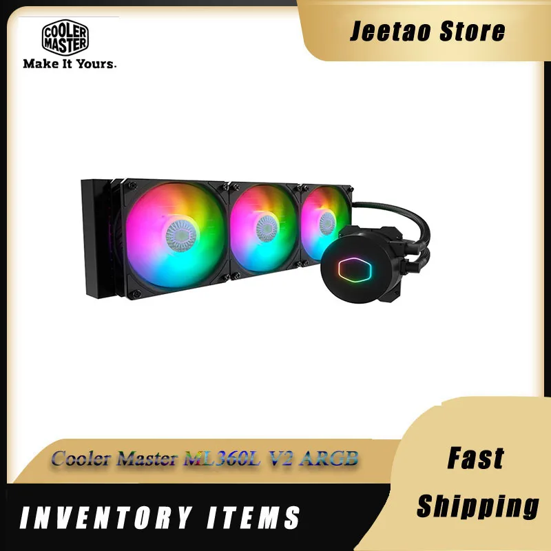 Cooler Master ML360L V2 ARGB CPU Water Cooler Liquid Cooling 120mm Addressable RGB PC Computer fan quiet For 115X 2011 2066 AM4 Cooler Master ML360L V2 ARGB CPU Water Cooler Liquid Cooling 120mm Addressable RGB PC Computer fan quiet For 115X 2011 2066 AM4