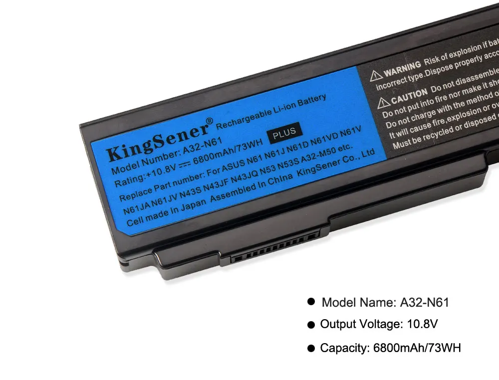 KingSener A32-N61 Аккумулятор для ноутбука ASUS N61 N61J N61D N61V N61VG N61JA N61JV M50s N43S N43JF N43JQ N53 N53S N53SV