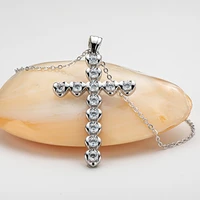 lesf fashion 925 silver cross pendant necklace religious belief jewelry very shiny sona stone