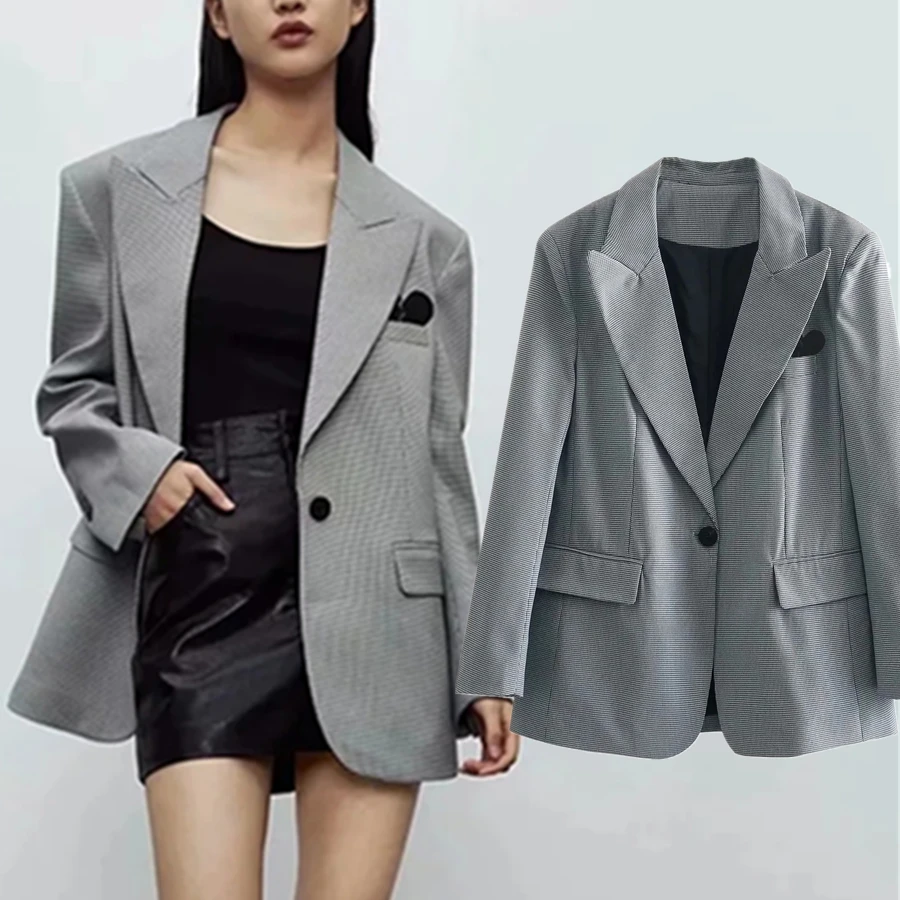 

Женский блейзер Elmsk, осень 2021, женские блейзеры и куртки в английском стиле, винтажные модные повседневные блейзеры в клетку с вышивкой