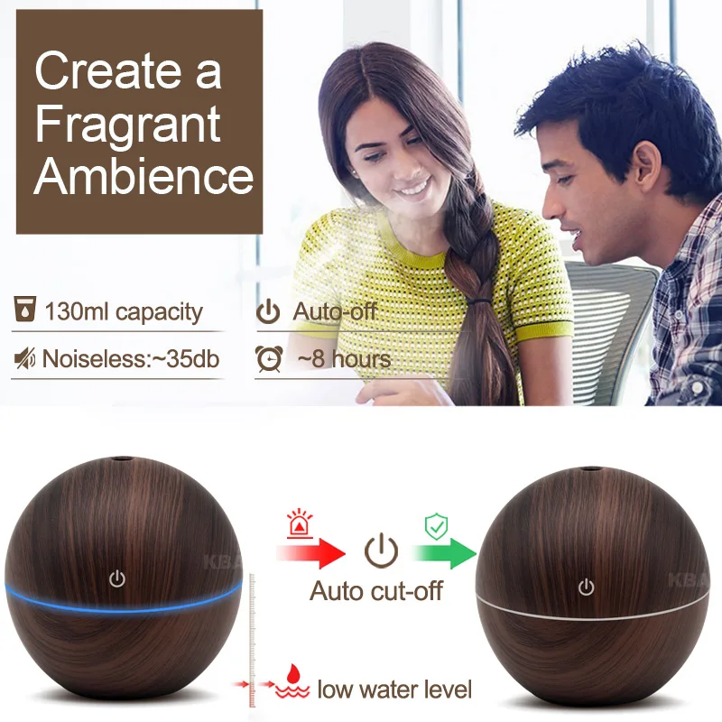 

USB aroma diffuser cold mist machine 7 color light 130ml ultrasonic air humidifier electric aroma oil