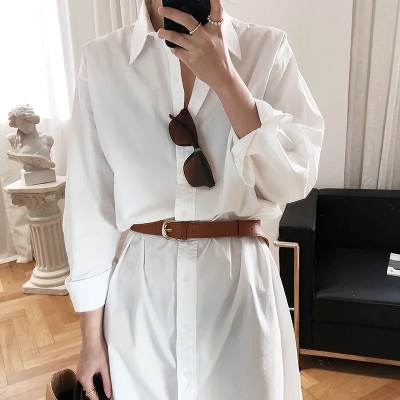 

2020 White Long Cotton Turn Down Collar Women Tops And Blouses Boho Shirt Blusas Roupa Feminina Outwear
