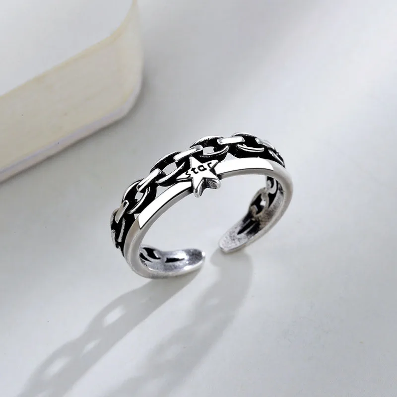 

New Woman Fashion Jewelry Ins style High Quality Double Couples Rings Size Adjustable Open Ring Star Fit Summer Beach Vacation