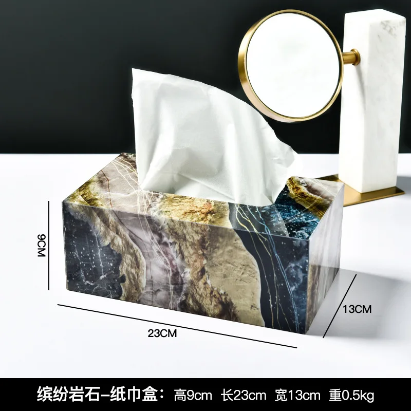 

New Creative Painted Marble Pattern Paper Towel Storage Box Living Room Luxury Paper Box Ornaments Nordic Style Home Decorations