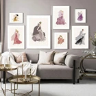 Плакат с мультяшным минималистичным рисунком стика, модное официальное платье, женская Картина на холсте, настенные картины для гостиной, домашний декор