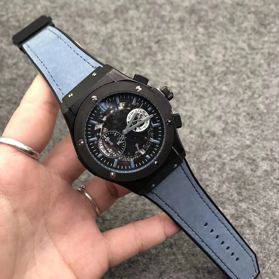 

Explosive first layer real cowhide six-hand movement fashion personality men's watch