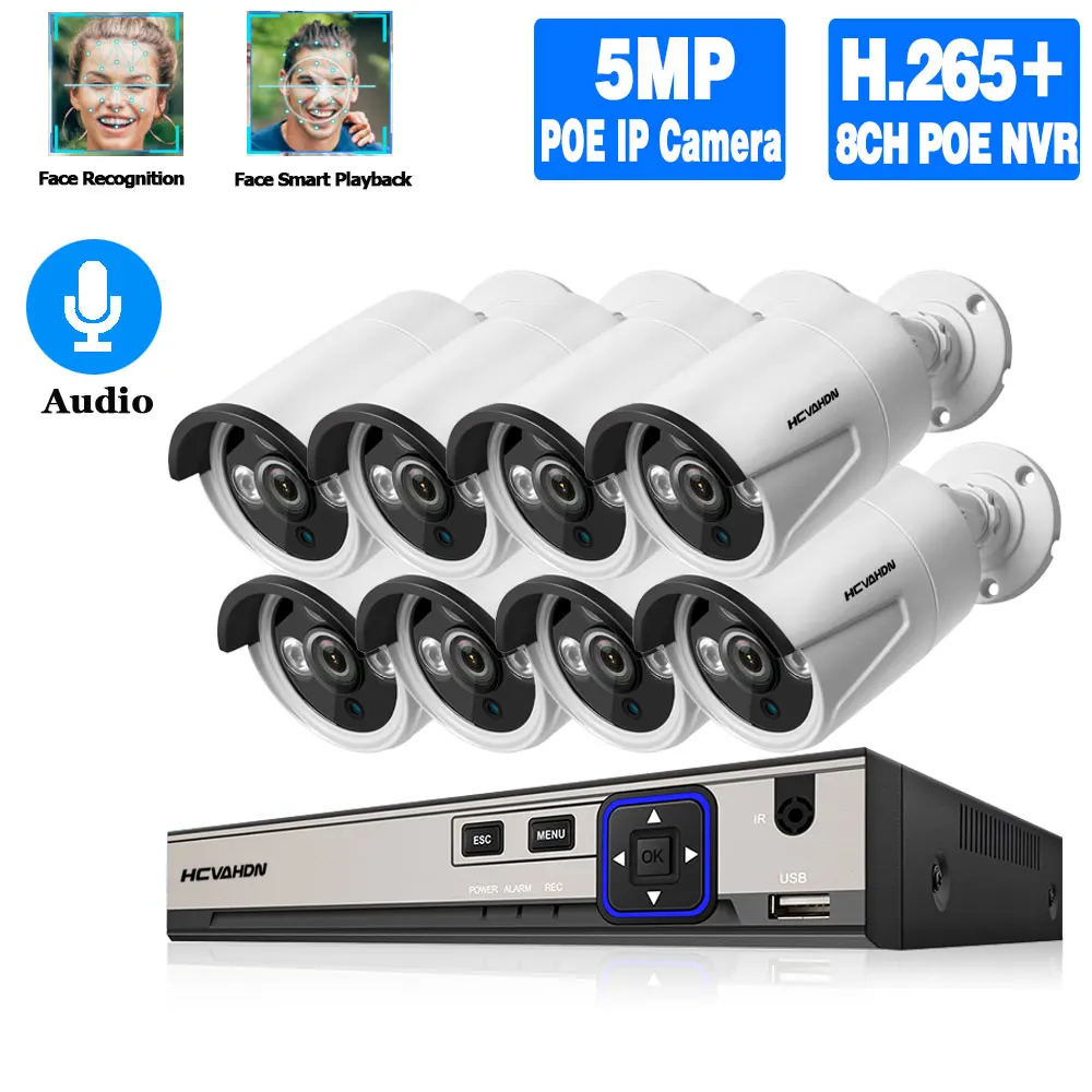 

CCTV Camera Security System Kit 8ch NVR Outdoor Waterproof Video Surveillance Set Home Poe Ip HD Monitoring Camera System 5mp