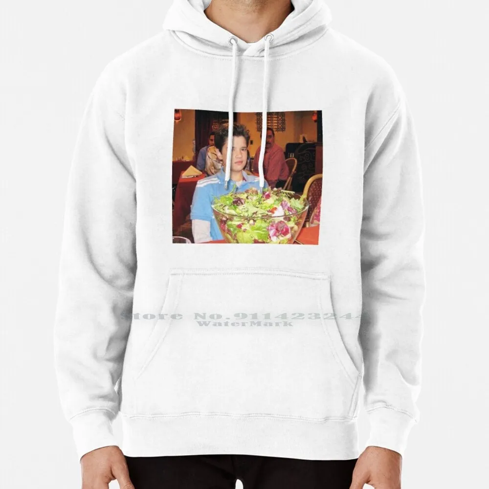 Freddie Benson With A Salad Hoodie Sweater 6xl Cotton Icarly Freddie Benson Nathan Kress Salad Meme Funny Nick Food People Tv