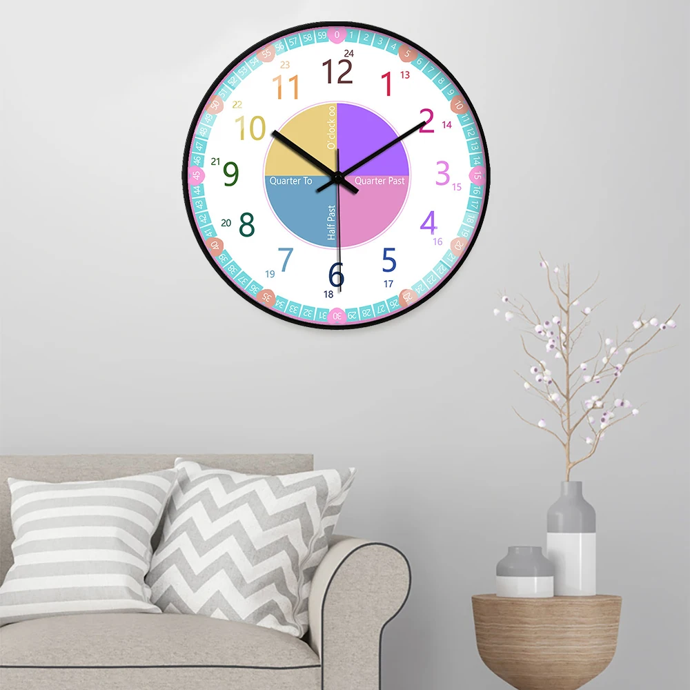 

12inch Kid Wall Clock Toys Time Teacher Wall Clock Learn To Tell The Time Wall Clock For Classroom Bedroom Living Room Nursery