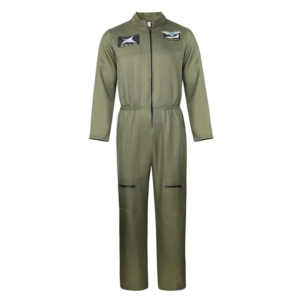 Flight Suit Uniform Man Fighter Pilot Costume Women Top Gun Halloween Cosplay Adult Jumpsuit Zipper Couple Game Overalls |