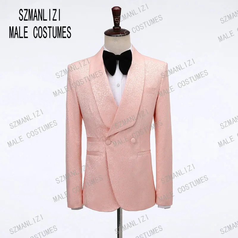 only jacket Новейший дизайн пальто брюки Тонкий блестящий серебряный курительный пиджак итальянский смокинг платье двубортные мужские свадебные костюмы жениха - Цвет: only jacket