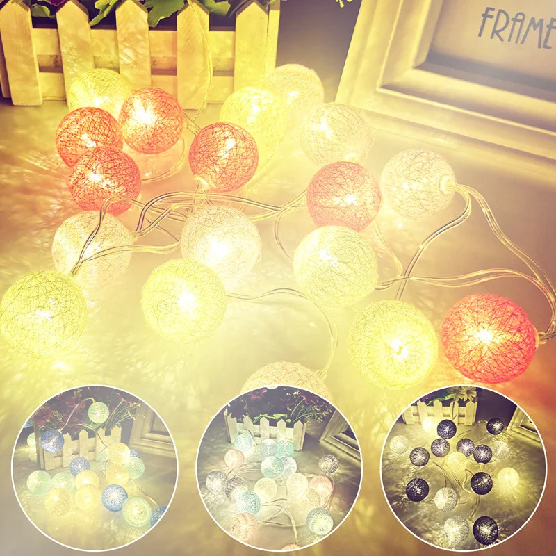 

Cotton Ball Garland String Light Girl Heart Decoration Light Christmas Day Outdoor Holiday Wedding Party Lantern Decoration