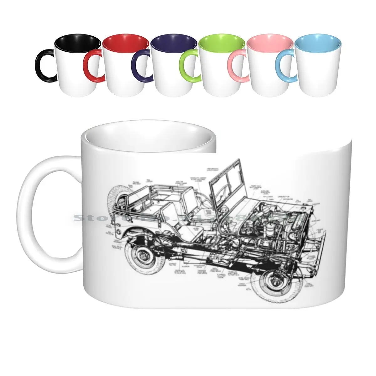 Армейские керамические кружки Willys Mb для рисования по линии вырубки кофейные