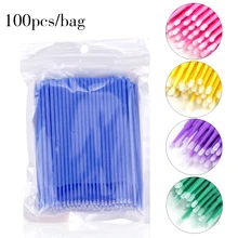 100Pcs/bag Disposable Micro Brush Cotton Swabs Makeup Eyelash Brushes Micro Mascara Brush Eyelashes 