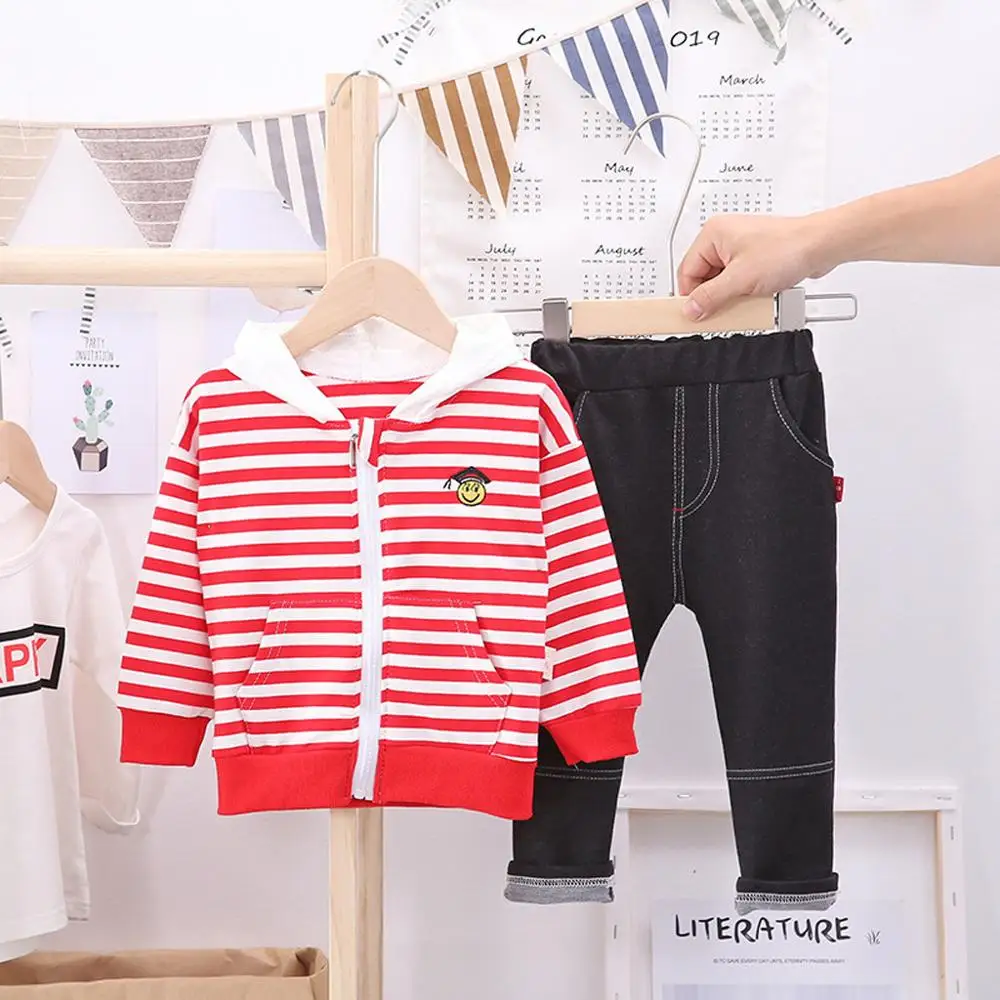 Коллекция 2019 года осенне-зимняя модная одежда для маленьких мальчиков полосатый
