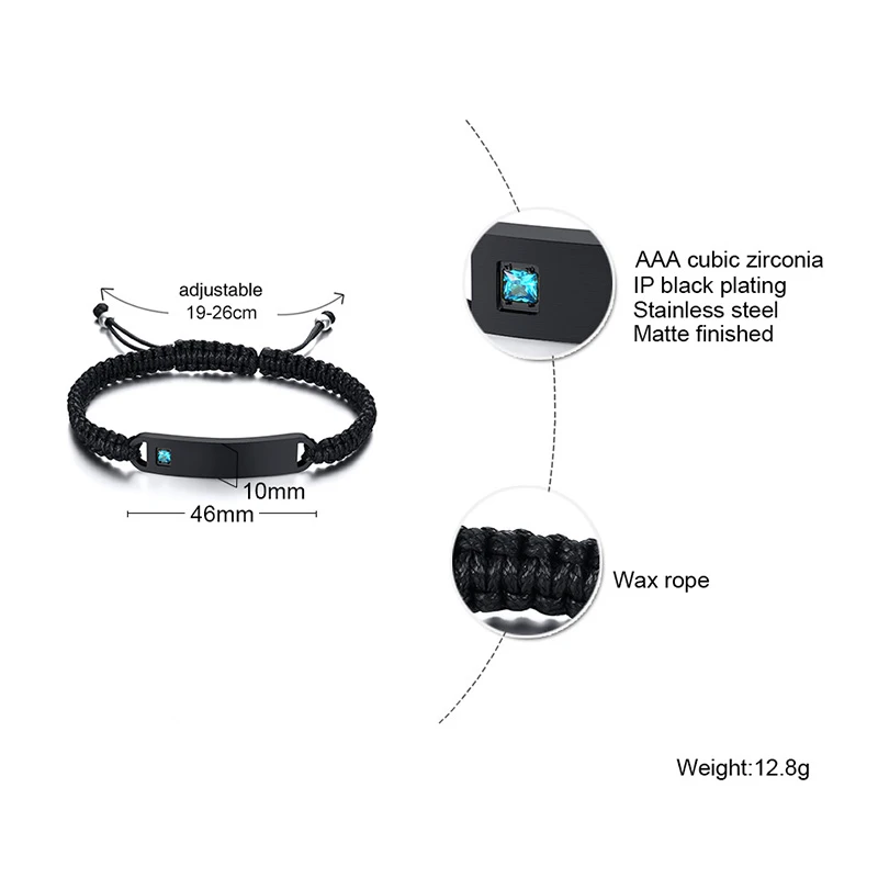 Vnox индивидуальная гравировка ID Имя Дата Любовь Обещание Парные браслеты для