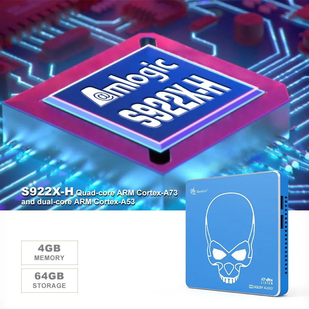 Новинка Beelink GT King Pro Smart TV BOX Hi Fi Lossless Amlogic S922X H четырехъядерный процессор Android 9 0 4 Гб +