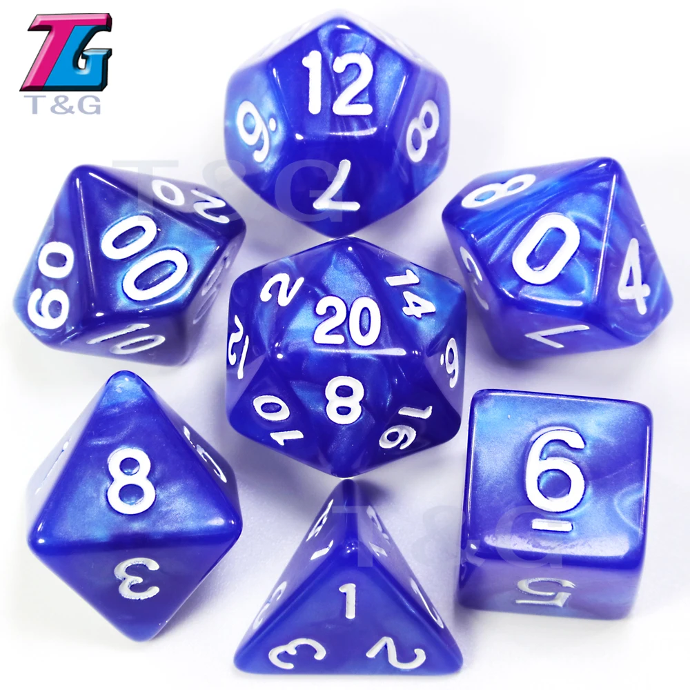 7 шт./компл. T& g многогранник Dados D& D кости с эффект мраморной поверхности, прозрачный D4 D6 D8 D10 D10% D12 D20 игральные кости