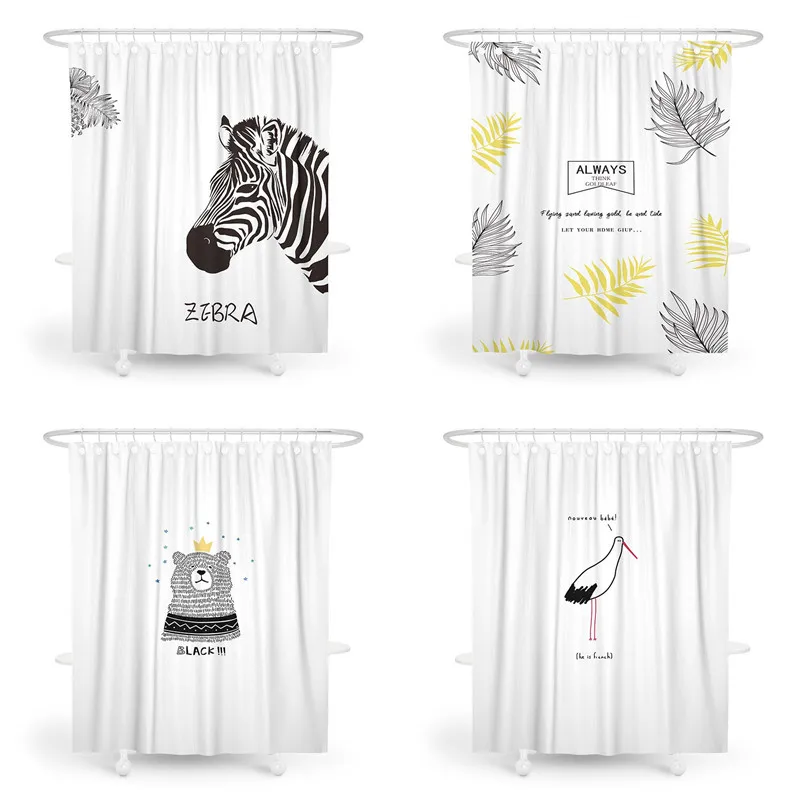 Зебра медведь мультяшная душевая занавеска для ванной полиэстер Ткань