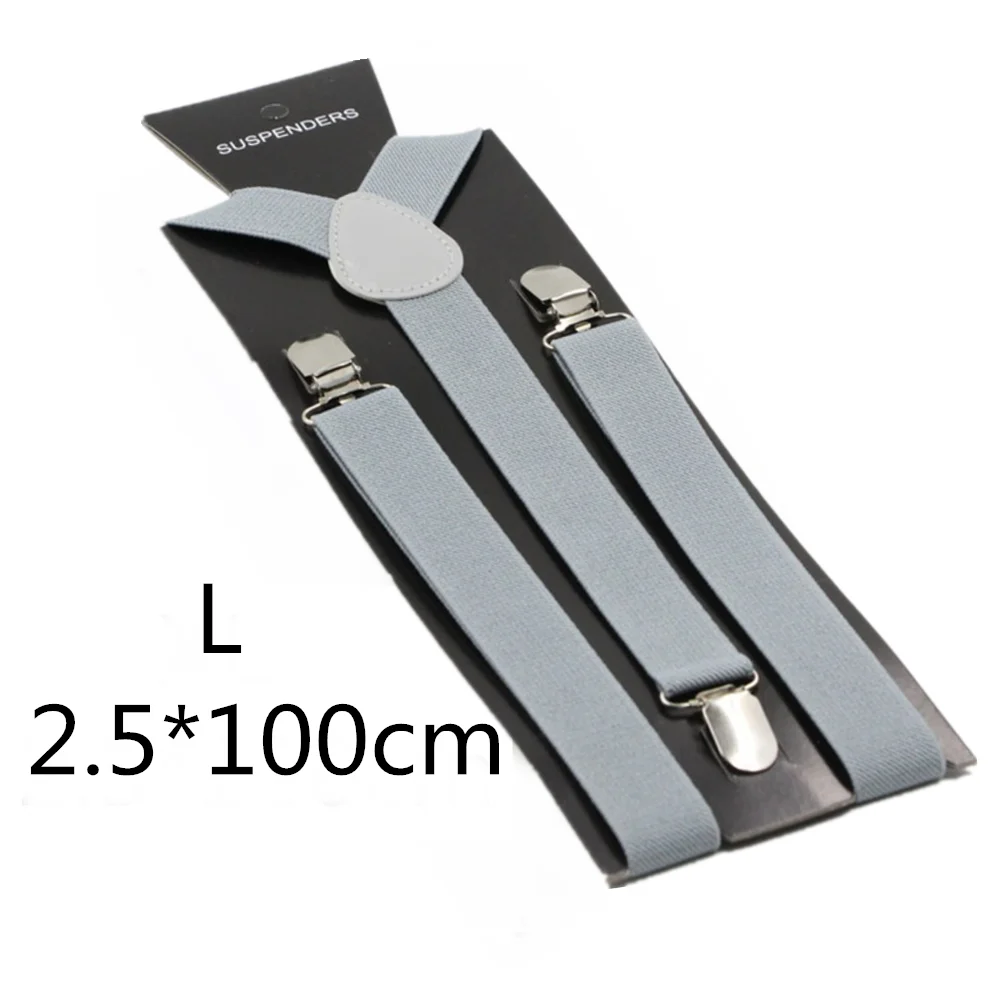 Light grey-100cm Однотонные подтяжки унисекс для детей и взрослых, для мужчин, женщин, мальчиков и девочек, эластичные регулируемые детские аксессуары-скобы, 5 размеров, для родителей и детей - Цвет: Light grey-100cm