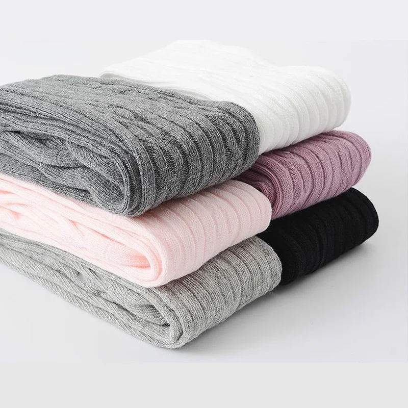 

Soft Cotton Girls Tights Autumn Winter Children Pantyhose for Baby Girls Tights Cute Candy Color Knitted Striped Tights for Girl