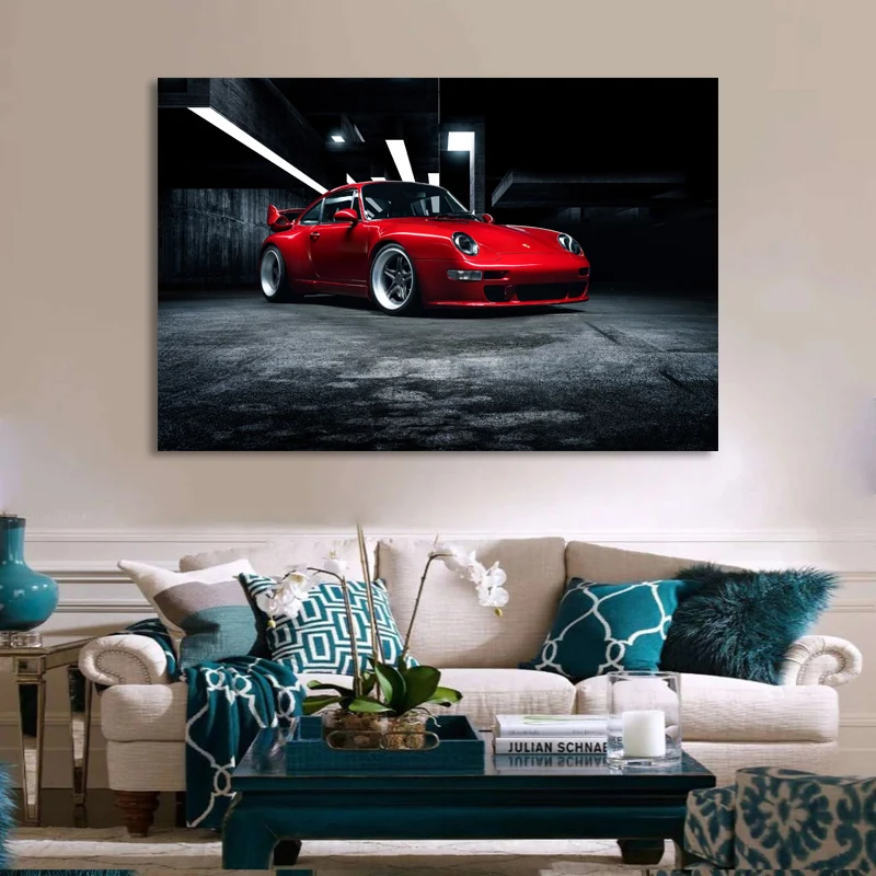 Картина на холсте Porsches 911 тюнинг 400R красные автомобильные постеры Supercar