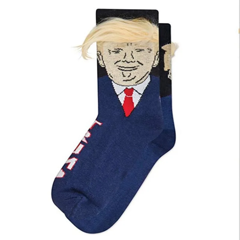 

Election Spoof Funny President Joe Biden/Donald Trump Socks With 3D Fake Hair Crew Socks Men Streetwear Hip Hop Socks Unisex