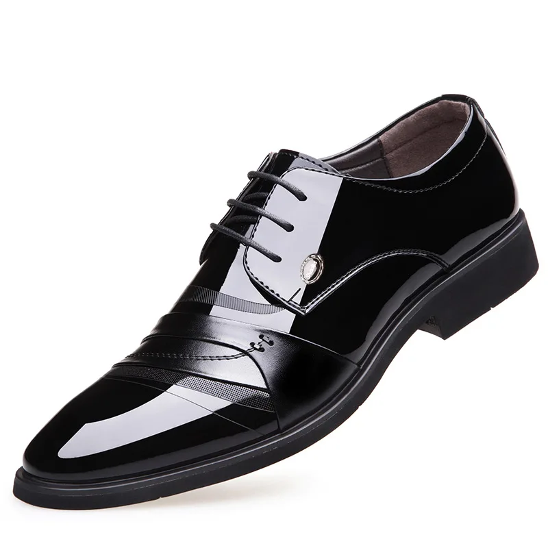 

famous brand men luxury fashion business office formal dress patent leather shoes pointed toe oxfords shoe zapatos de hombre man