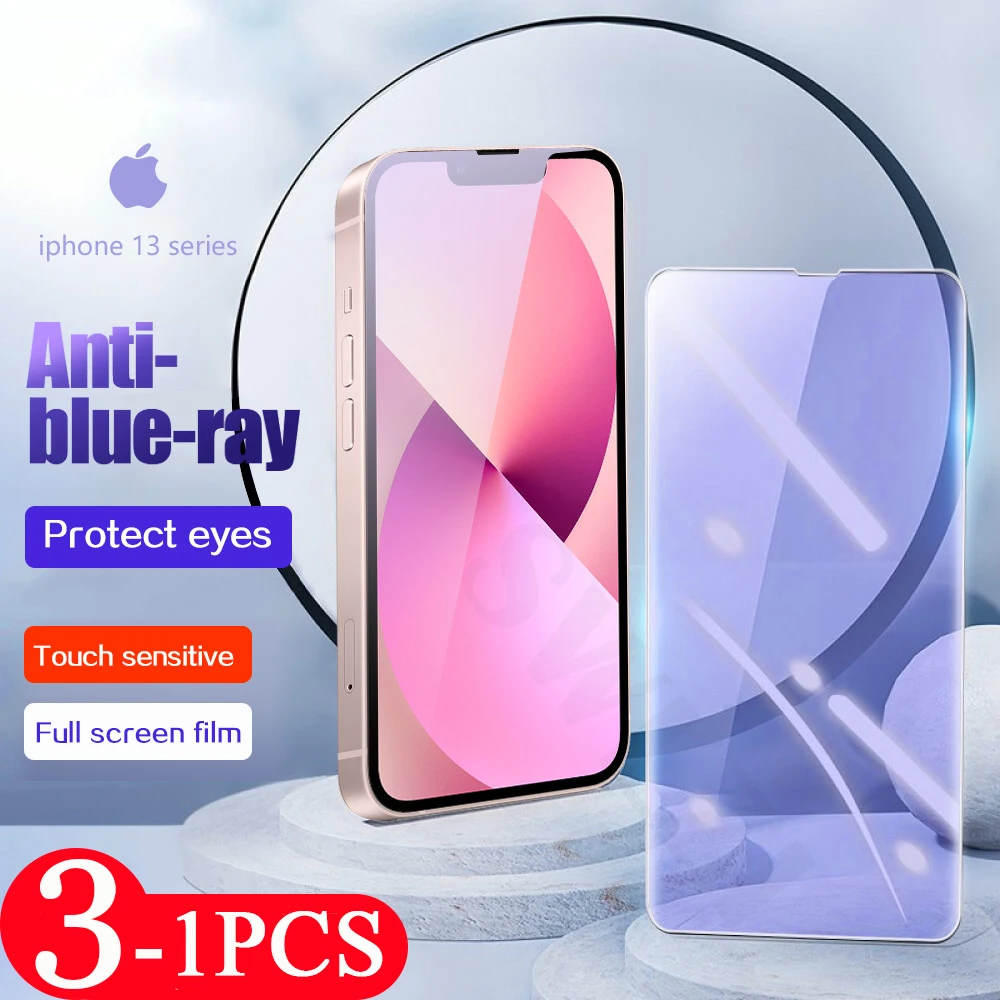 

Пленка с защитой от синего света для iphone 13 12 Mini 11 Pro XS Max 8 7 6 6s Plus X XR SE 2020, защитное закаленное стекло для экрана телефона, 3-1 шт.