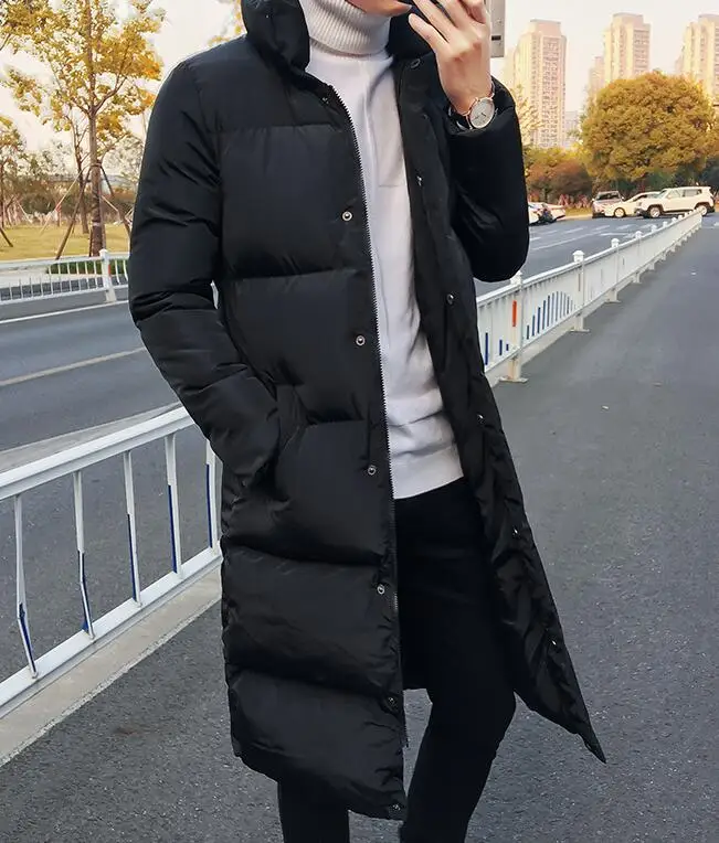 

Mens Long Down Jacket Coat Luxury Brand Winter Solid Black Parkas Men Plus Size 4XL Thick Warm Slim Fit Male Overcoat