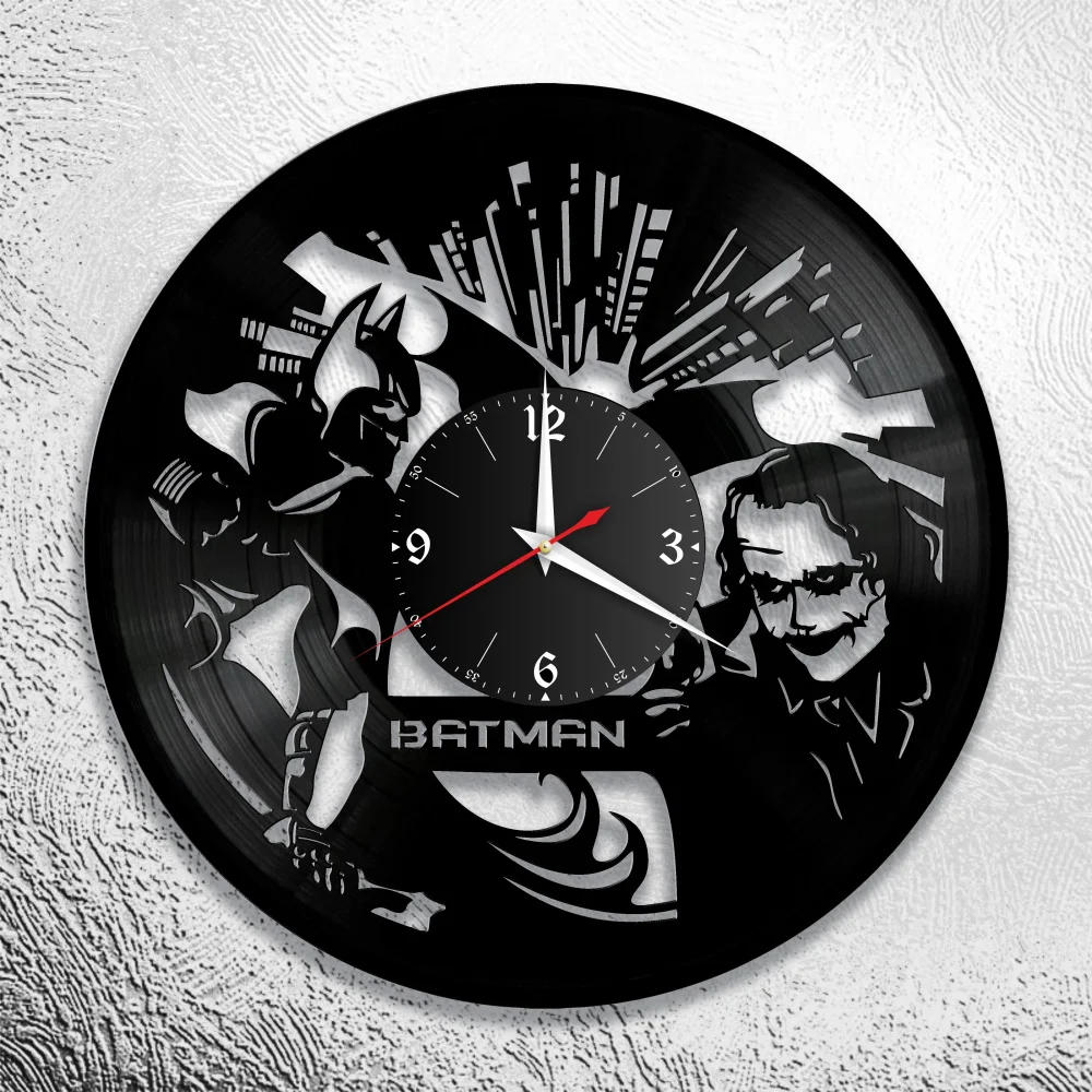 Часы из виниловой пластинки Бэтмен летучая мышь v.3 Дисней декор комнаты