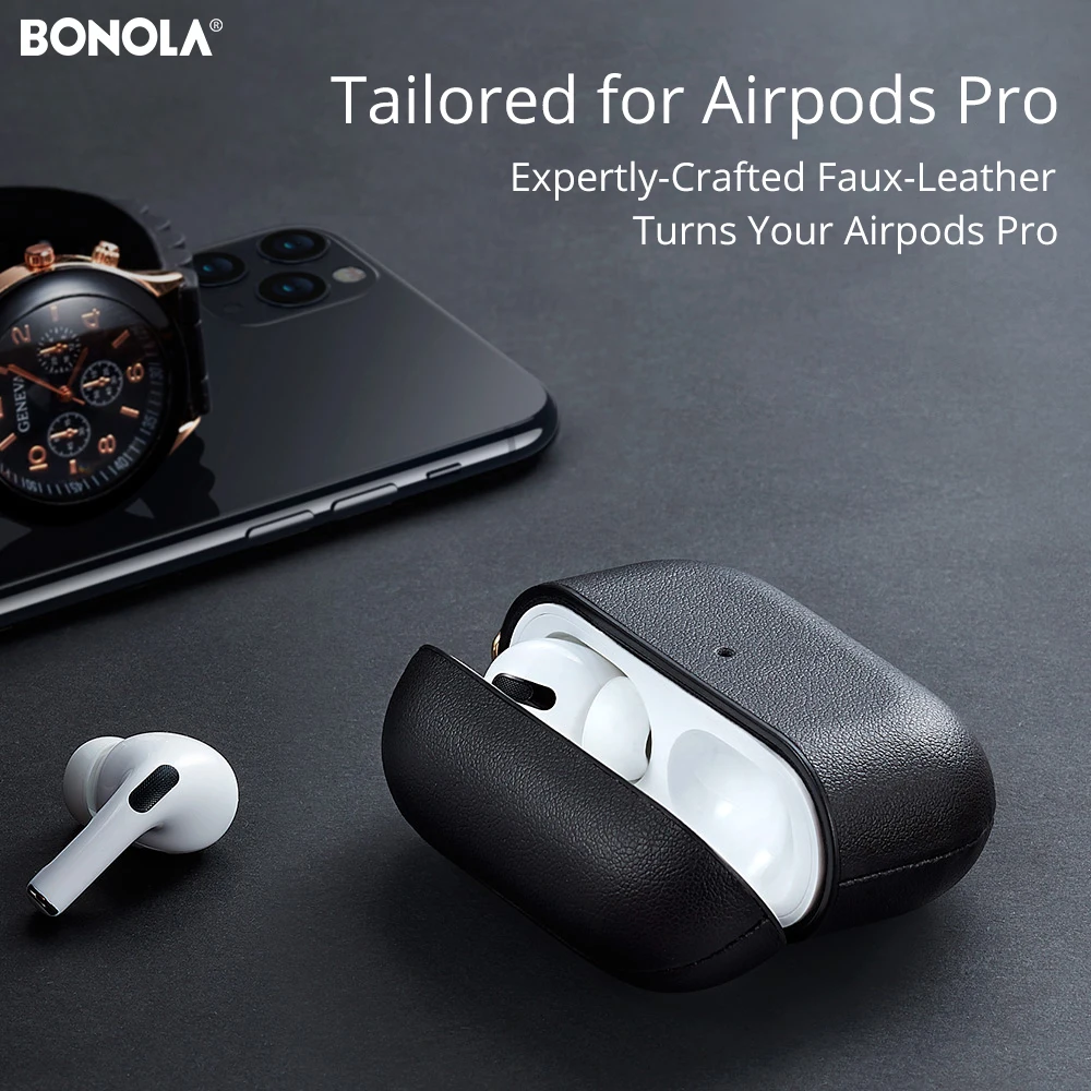 Кожаный чехол Bonola для Airpods Pro, противоударный защитный чехол s для Airpods 3 с чехлом-брелком для наушников Apple