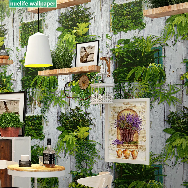 Цветочный узор бонсай обои диван деревенский стиль ресторан бар гостиная