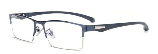 Blue-half Men Myopia Glasses Frames Half&Full Male Eyeglasses Frame Fashion Metal Eyewear TR90 legs Prescription Optical Grade Glasses - Цвет оправы: Blue-half