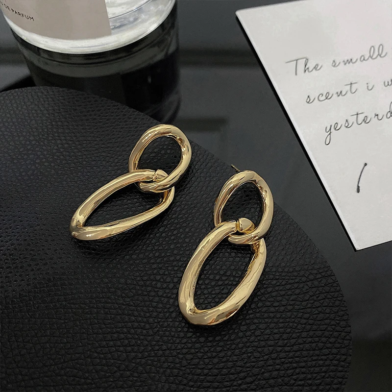 

Металлические серьги женские Овальные твист Форма серьги-гвоздики nian Новый стиль прилив сережки-гвоздики простая холодный стиль дизайн