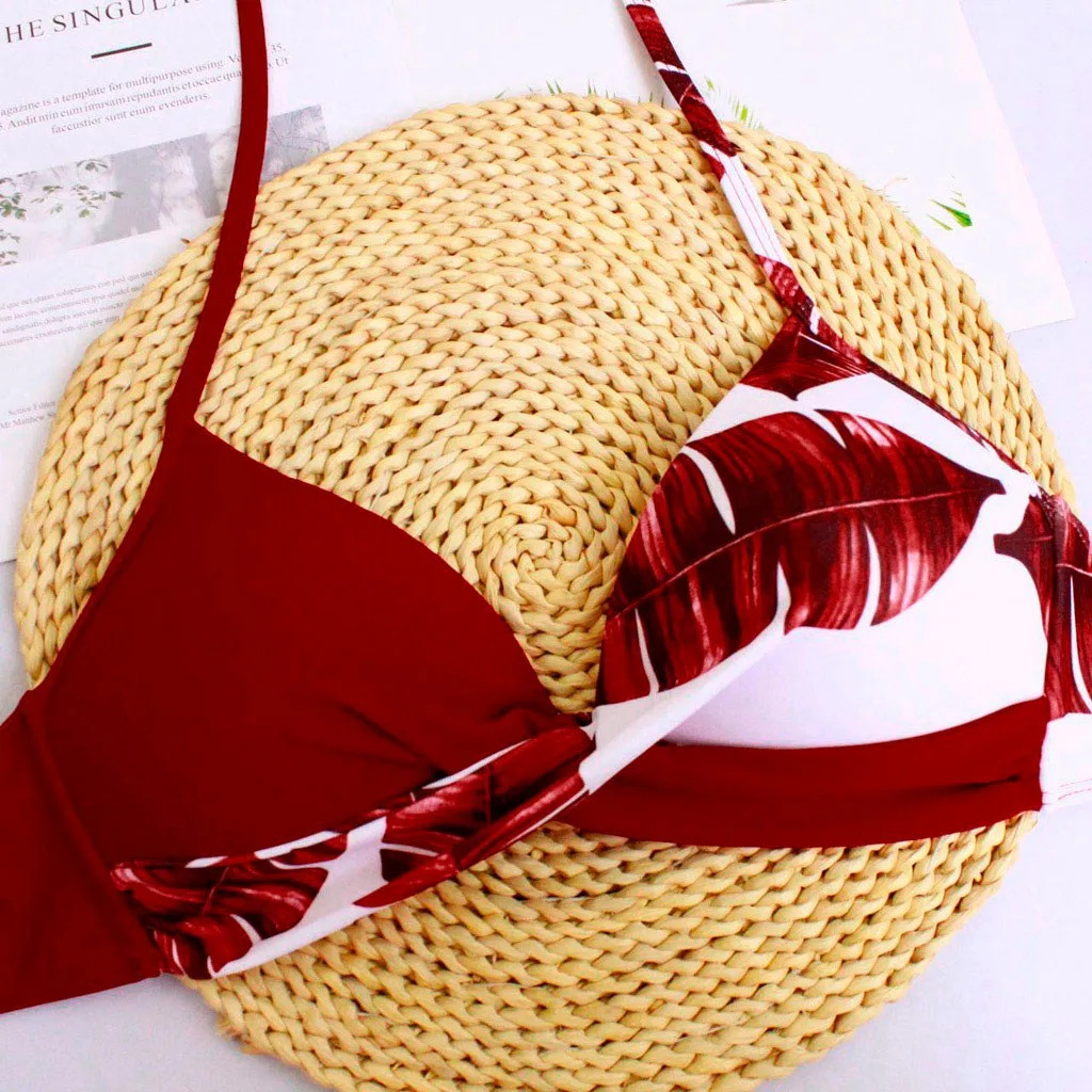 

2021 New Bikini Hight Waist Women Plus Size Polka Dots Print Swimsuit Beachwear Padded Swimwear Patchwork Bikini Maillot De Bain