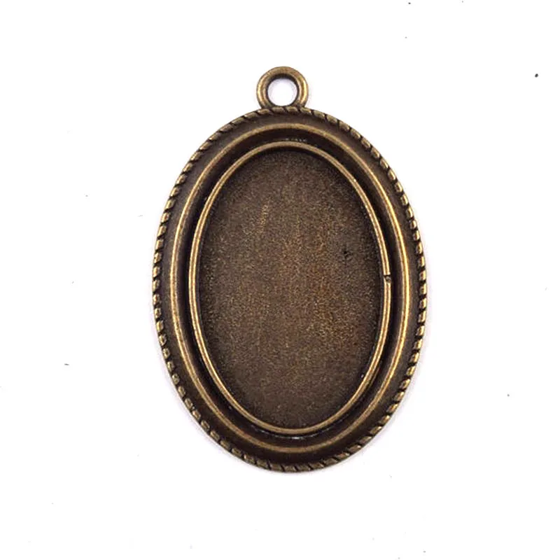 

Antique Bronze Cabochon Setting Pendant Trays Blanks Bezel Inner Oval 20*30mm Women Jewelry Findings Accessories Wholesale