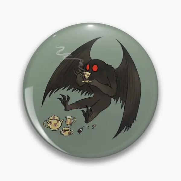 

Mothman Tea Time Customizable Soft Button Pin Creative Hat Cute Women Collar Gift Brooch Cartoon Lover Badge Metal Lapel Pin