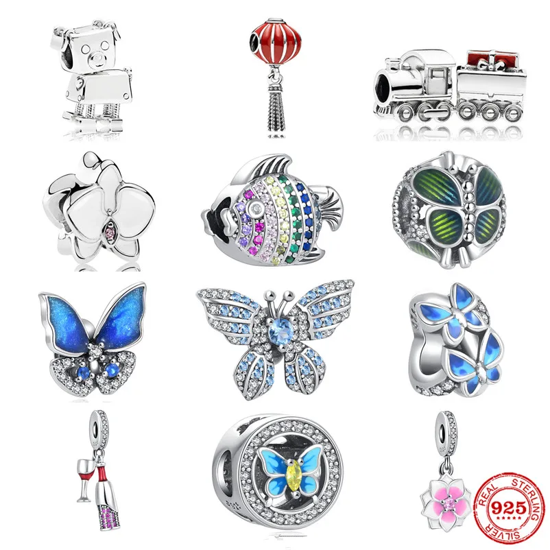 

Бусина-Шарм «Железнодорожный поезда» с сияющей рыбой, серебро 925 пробы