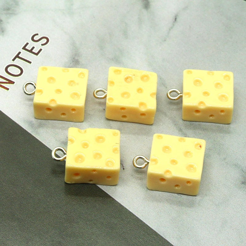 10 шт. 3D мини квадратный хлеб с сыром пищевая Смола шармы милые серьги ожерелье