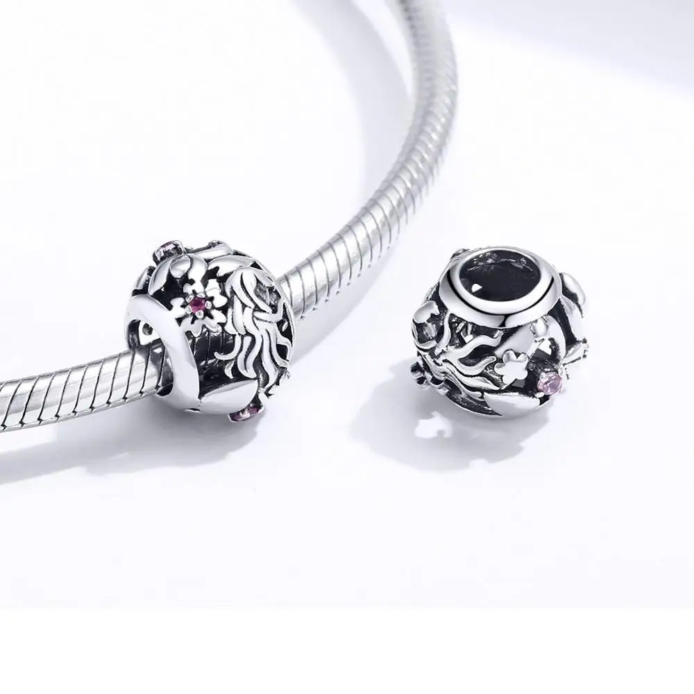 

Oneida Creative 925 Sterling Silver Mermaid Pink CZ Flowers Bracelet Bead Diy Jewelry Making Accessories Exquisite Gift