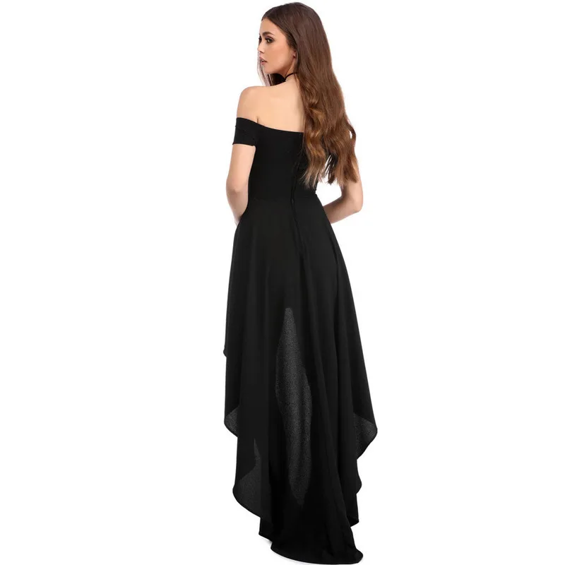 Короткое спереди длинное сзади вечернее платье для женщин красный черный