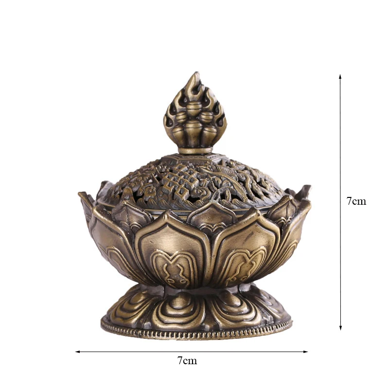

Tibetan Lotus Coil Incense Burner Alloy Bronze Incense Stick Holder Metal Crafts Handmade Aroma Censer Office Home Decor