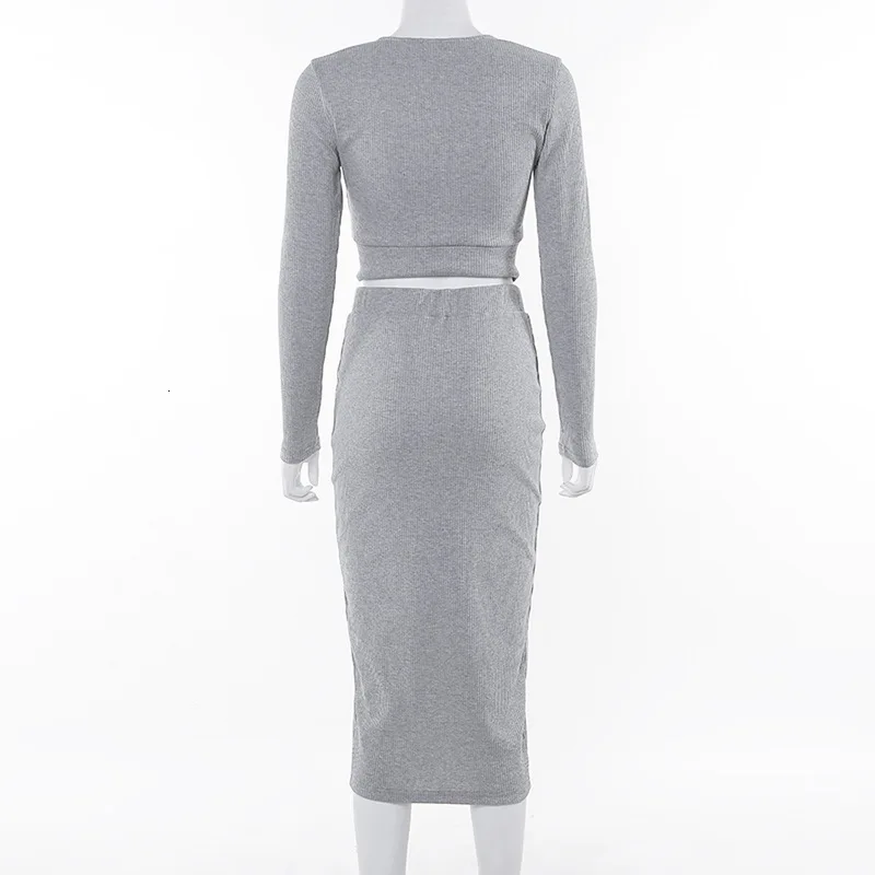 Женский комплект из двух предметов Fuedage обтягивающее платье-миди с длинным