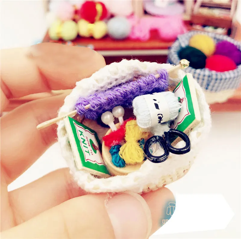 1/12 масштаб Kawaii Мини вязаная шерстяная шапка обувь Diorama кукольный домик