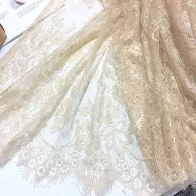Beige skin color 3 м/лот классический дизайн нейлоновое платье ресницы кружевной отделкой мягкий черный белый красный розовый темно-синий французский двусторонний Шантильи кружевная ткань 70 см - Цвет: Beige skin color