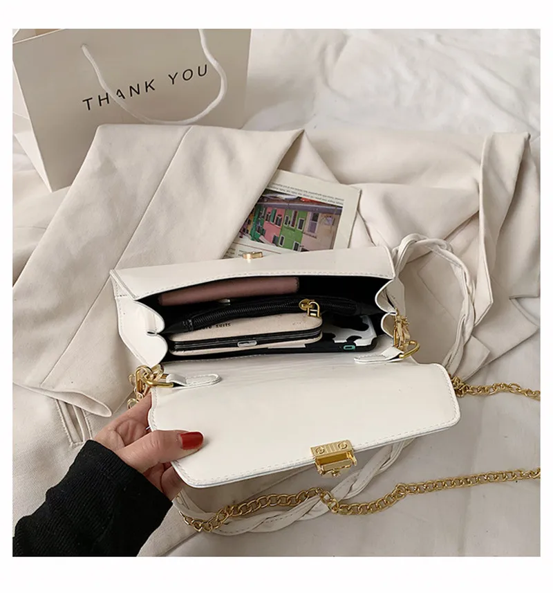 Solid Color PU Leather Shoulder Bags For Women 2022 Lock Handbags Small Travel Hand Bag Lady Fashion Bags