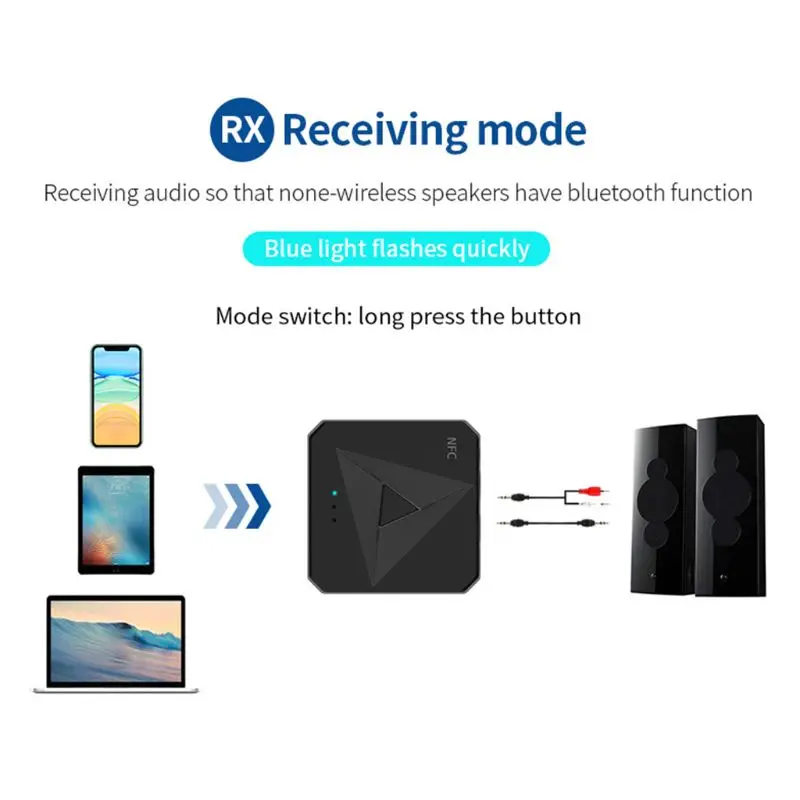 

NFC Desktop Bluetooth Receiver BT Transmitter Bluetooth 5.0 3.5mm AUX Jack RCA Music Wireless Voice Frequency Adapter